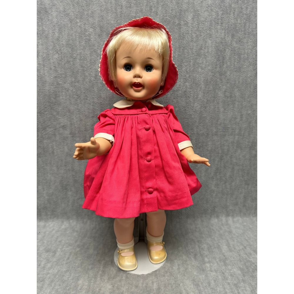 Madame Alexander Vintage Doll Girl 18in Pink Coat Dress Bonnet  Retro - Picture 12 of 14